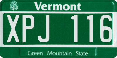 VT license plate XPJ116