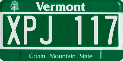 VT license plate XPJ117