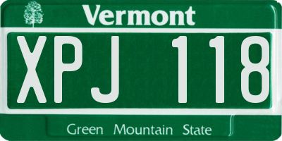 VT license plate XPJ118