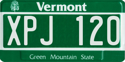 VT license plate XPJ120