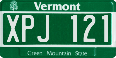 VT license plate XPJ121