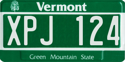 VT license plate XPJ124