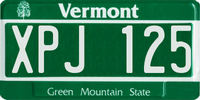 VT license plate XPJ125