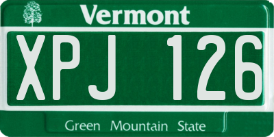 VT license plate XPJ126