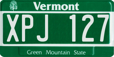 VT license plate XPJ127