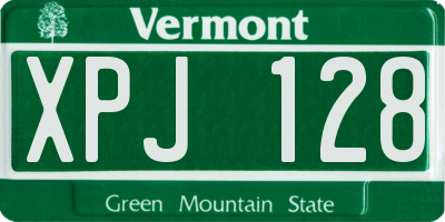 VT license plate XPJ128