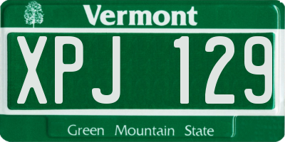 VT license plate XPJ129