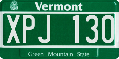 VT license plate XPJ130