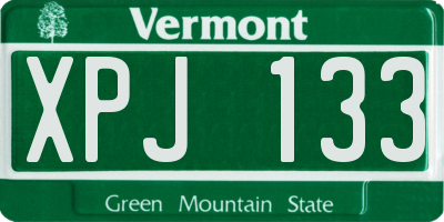 VT license plate XPJ133