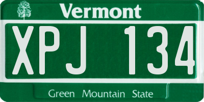 VT license plate XPJ134