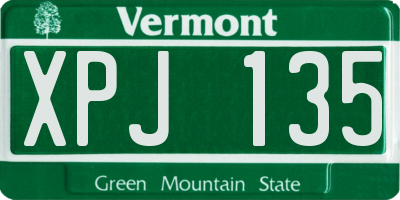 VT license plate XPJ135