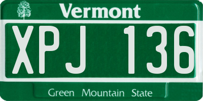 VT license plate XPJ136
