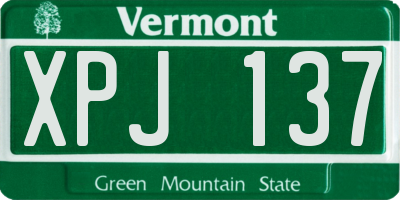 VT license plate XPJ137