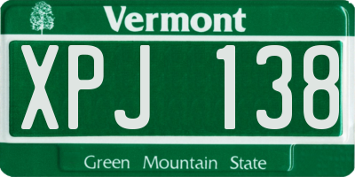 VT license plate XPJ138
