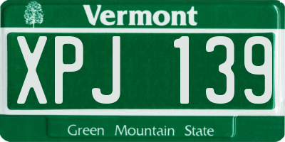 VT license plate XPJ139