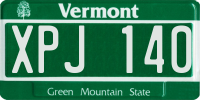 VT license plate XPJ140