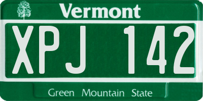 VT license plate XPJ142