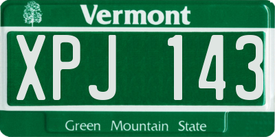VT license plate XPJ143