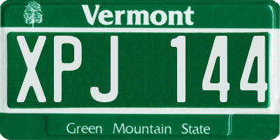 VT license plate XPJ144