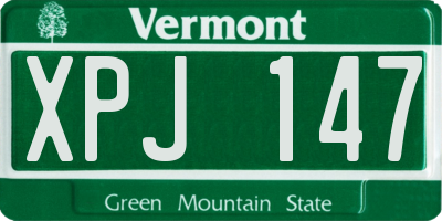 VT license plate XPJ147