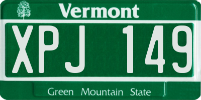 VT license plate XPJ149