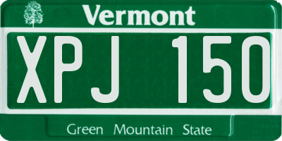 VT license plate XPJ150