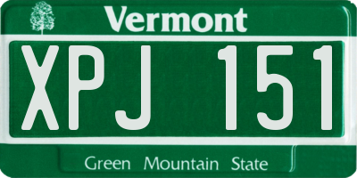 VT license plate XPJ151