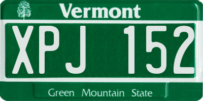 VT license plate XPJ152