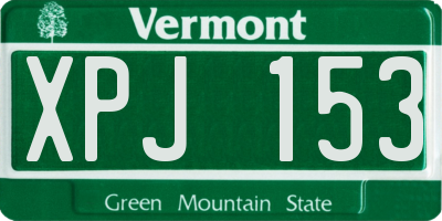 VT license plate XPJ153