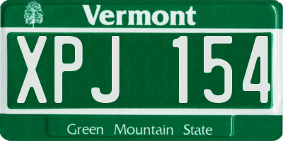 VT license plate XPJ154