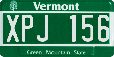 VT license plate XPJ156