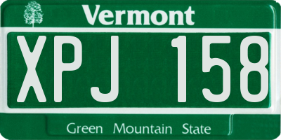 VT license plate XPJ158