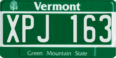 VT license plate XPJ163