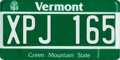VT license plate XPJ165