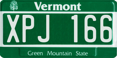 VT license plate XPJ166