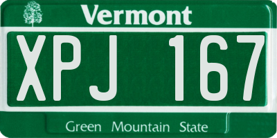 VT license plate XPJ167