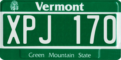 VT license plate XPJ170