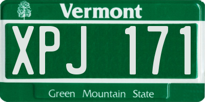 VT license plate XPJ171