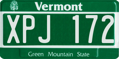 VT license plate XPJ172
