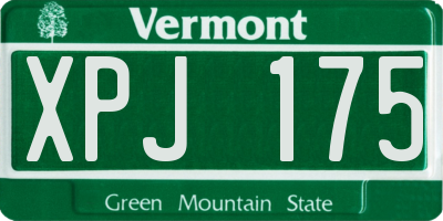 VT license plate XPJ175