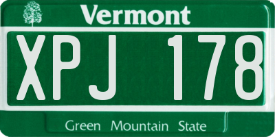 VT license plate XPJ178