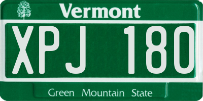VT license plate XPJ180