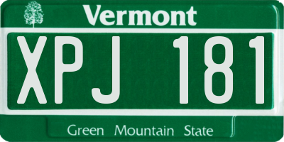 VT license plate XPJ181