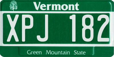 VT license plate XPJ182