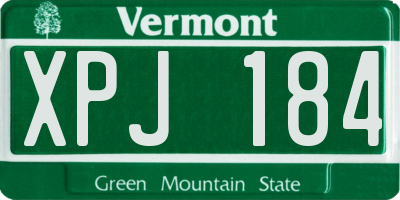 VT license plate XPJ184