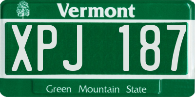VT license plate XPJ187