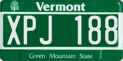 VT license plate XPJ188