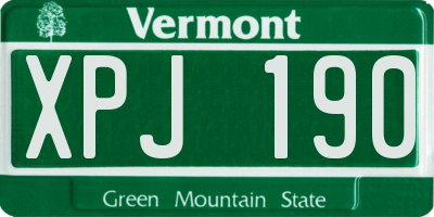 VT license plate XPJ190