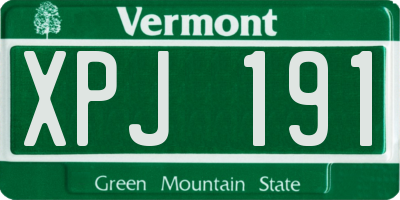 VT license plate XPJ191