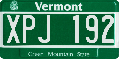 VT license plate XPJ192